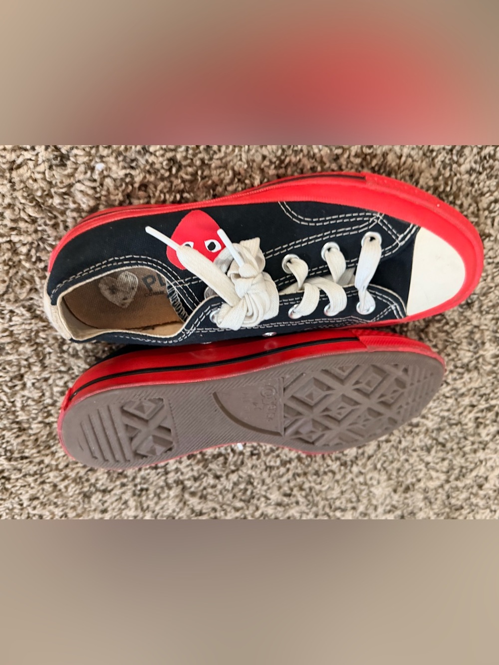 Black Canvas Low-Top Sneakers with Red Trim